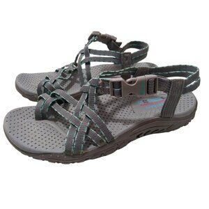 Skechers Sport Sandal Womens 6 Gray Strappy Toe Thong Reggae Fun Banter Gorpcore